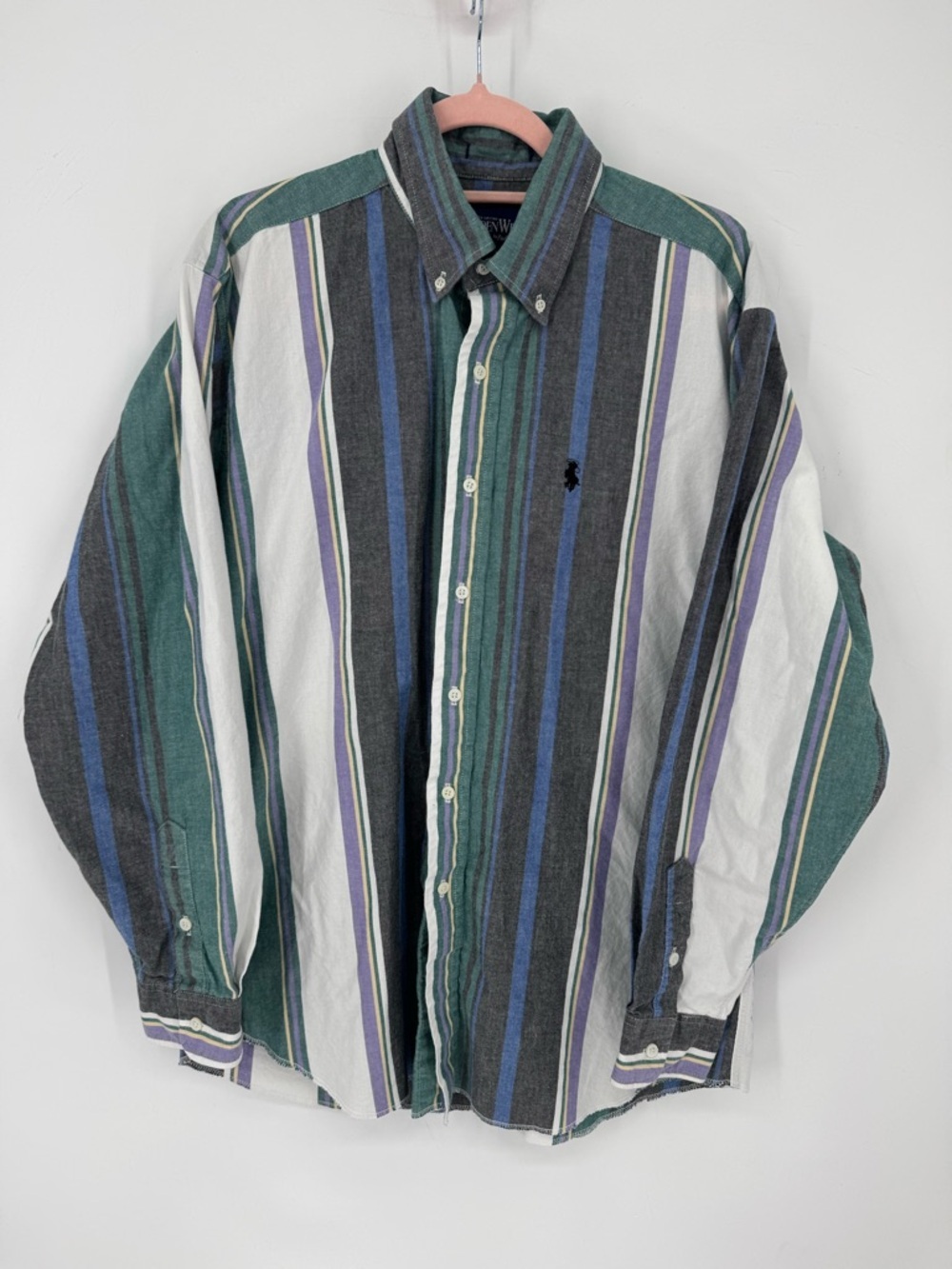 Panhandle Slim Men's Button-Down Striped 100% Cotton Shirt Size 17-36